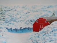 Frosty Red Barn
